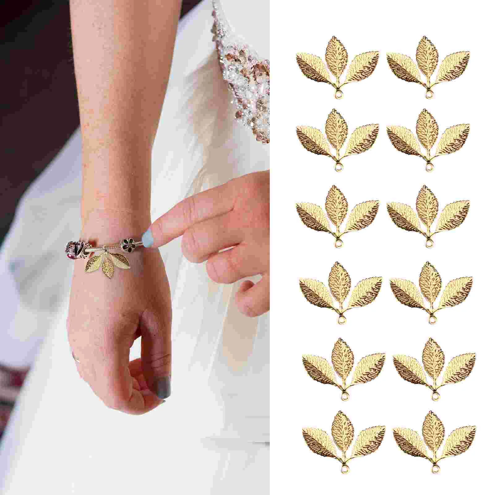 

20Pcs DIY Leaves Accessories Hanging Leaves Adornments Golden Leaves Ornaments