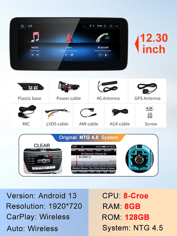 

2024 Новый автомобильный мультимедийный беспроводной Android AUTO CarPlay 10,25-дюймовый 12,3-дюймовый экран для автомобильных видеоплее Mercedes Benz E Class W212