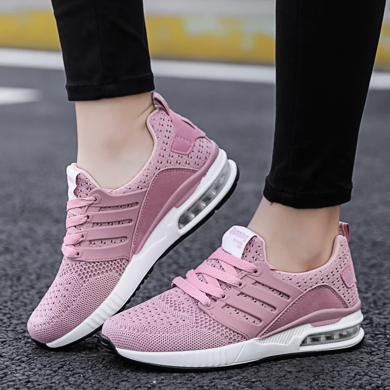 

2021 New Mesh Lace-up Running Shoes Breathable Unisex Air Cushion Woman Sports Shoes Brand Outdoor Sneakers Brand Fitness Shoes