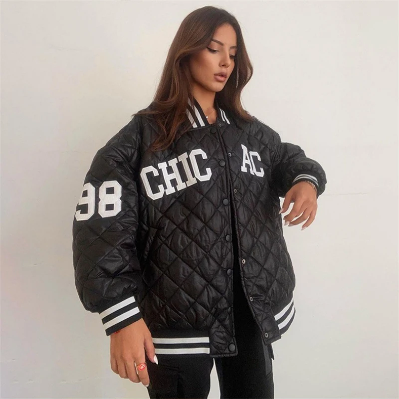 Winter Women's Cold Coat Rhombus Jacket Thick Coat Padded Jacket Embroidery Cheap Wholesale Free Shipping Bomber Jacket Warmth