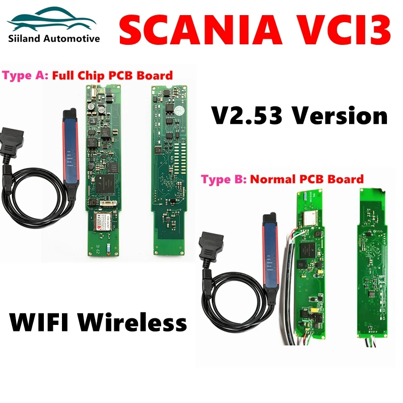 

2023 Newest Version SCANIA VCI3 Fit V2.53 OBD Scanner WIFI Wireless For Truck Autocom Full Chip/Normal PCB Board