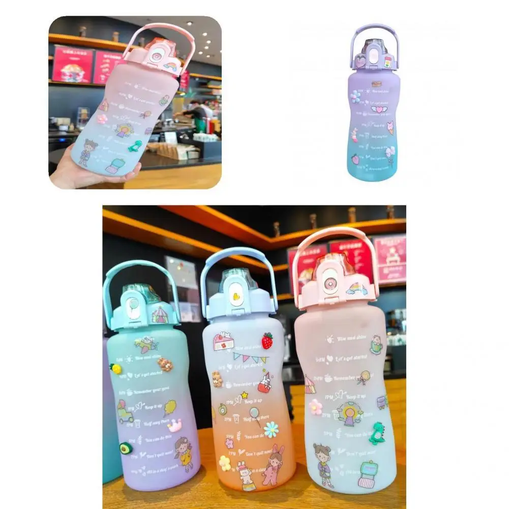 

2000ml Water Bottle Useful Food Grade Motivational Drink Bottle Lock Buckle Wide Application Water Jug