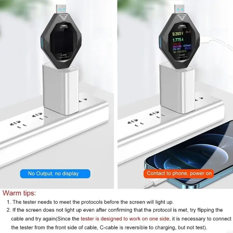 H9EB Легкий USB-тестер типа C PD-тестер для анализа зарядки и защиты устройства в