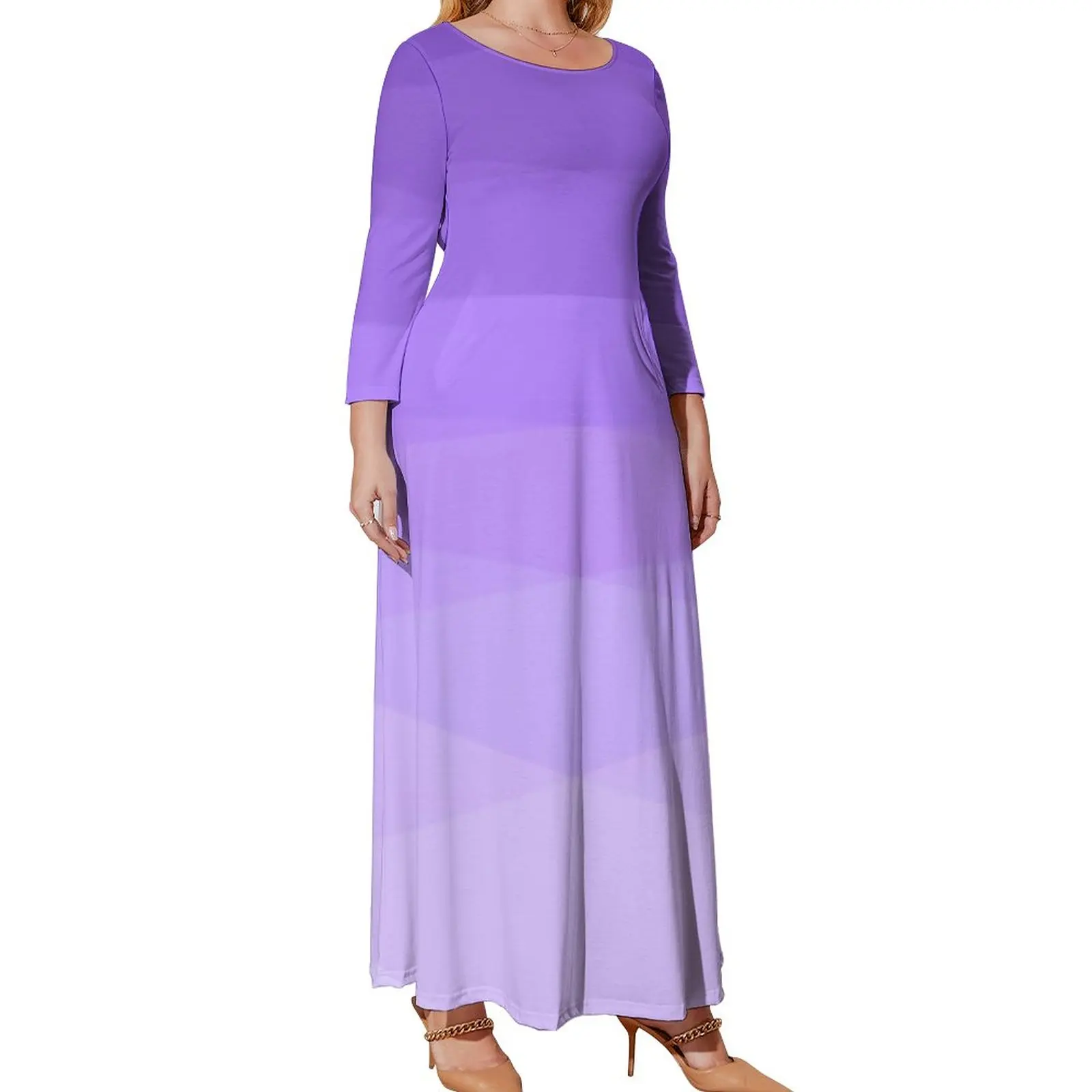 Ombre Polygonal Dress Female Gradient Purple Cute Maxi Dress Street Wear Bohemia Long Dresses Printed Clothing Plus Size 4XL 5XL