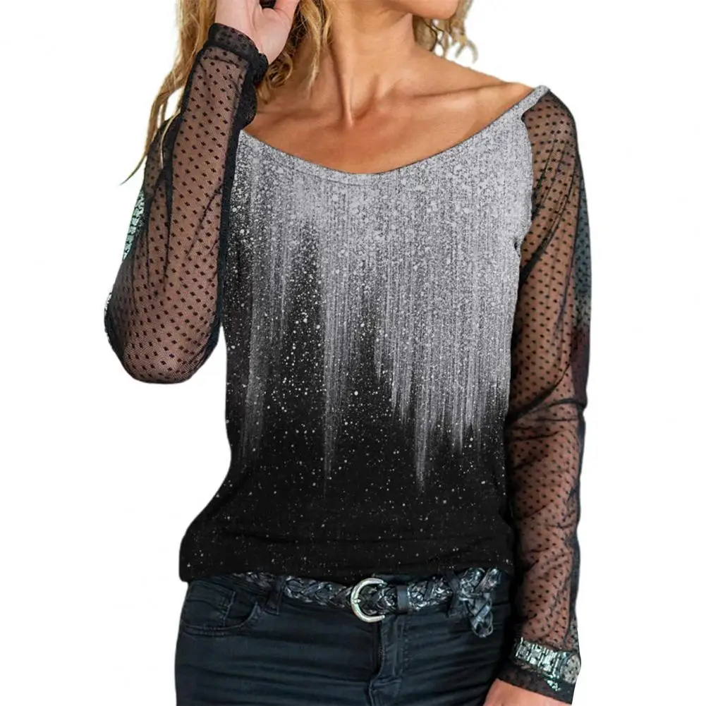 

Breathable Blouses Women Top Fine Workmanship Polyester Sequin Design Lace Women Pullover Blouse for Daily Grey xxxxxl