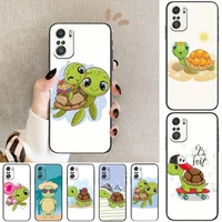 cartoon sea turtle tortoise phone case for xiaomi mi 11 lite pro ultra 10s 9 8 mix 4 fold 10t 5g black cover silicone back prett