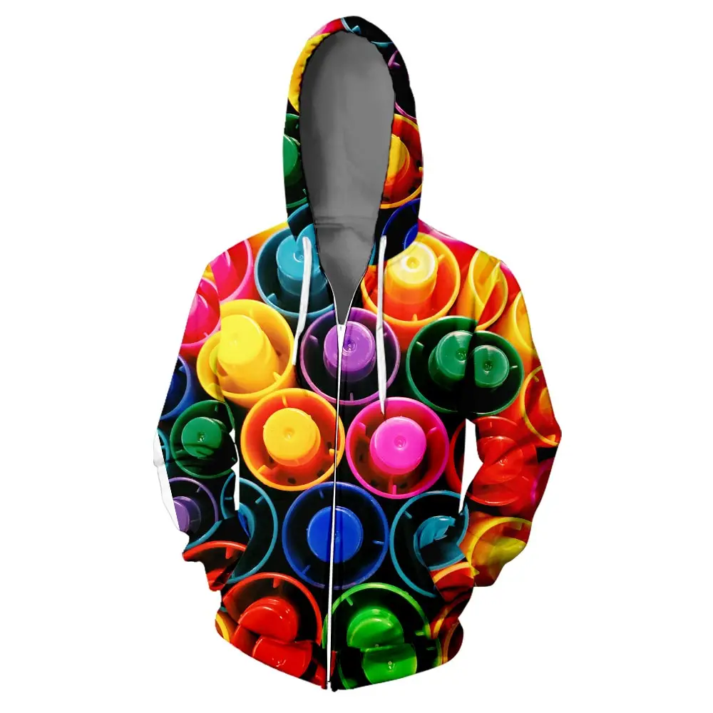 Цветная толстовка с капюшоном на молнии Мужская 3D эффектом симпатичная новинка