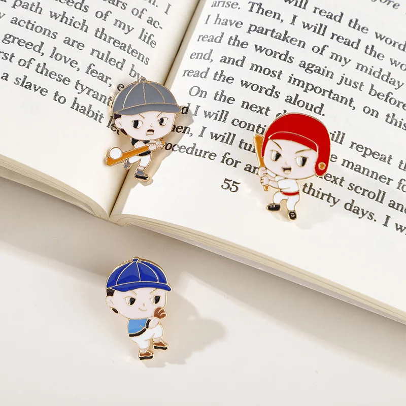 

Эмалированная заколка в виде Бейсбольного мальчика, блестящие значки на лацкан, ювелирные изделия, подарок, забавная Милая модная детская одежда для друзей, женщин и мужчин