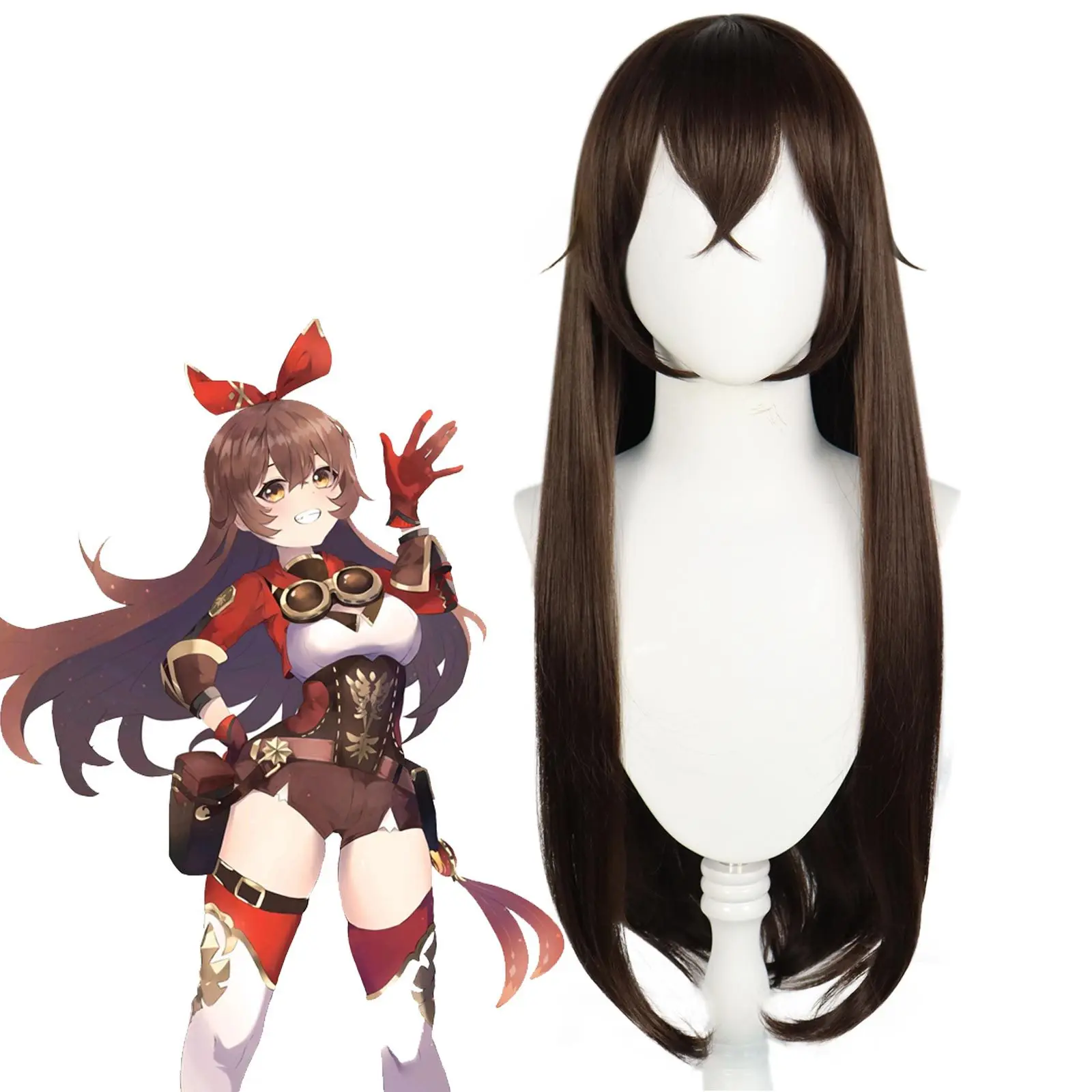 

Anime Genshin Impact Amber Cosplay Costume Wig Red Costumes Jumpsuit Outfits Christmas Halloween Party Game Top Pants Costumes