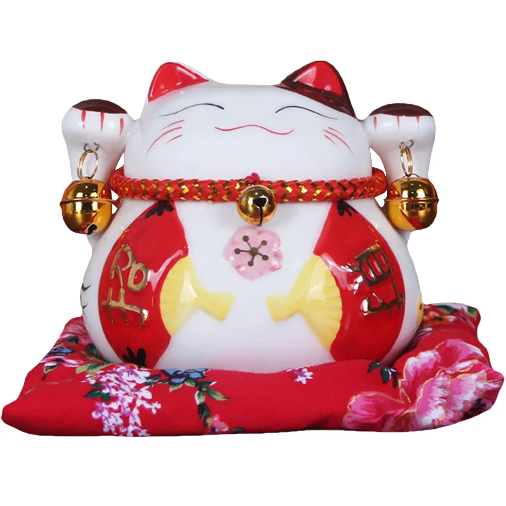 

Cat Bank Piggy Lucky Manekineko Figurine Ceramic Statue Fortune Decor Wealth Saving Chinese Decoration Mini Box Shui Feng New