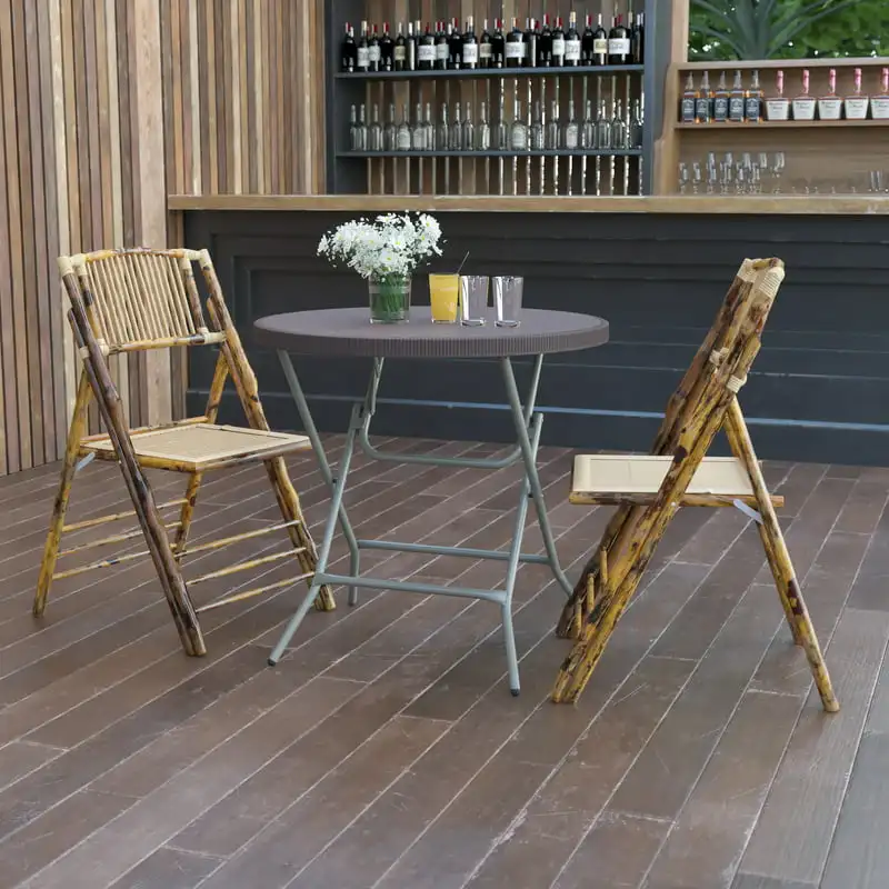 

2.6-Foot Round Rattan Plastic Folding Table