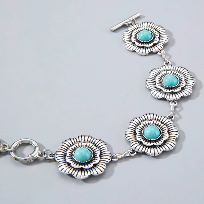 Tocona Ventage Модный Цветочный браслет для женщин девушек этнический стиль синий