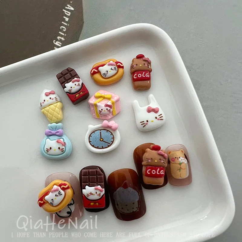 10 шт. miniso hello kitty печенье хлеб мороженое мультяшные подвески для ногтей