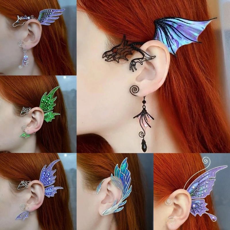 

Earrings for Women Butterfly Earrings Without Piercing Elf Ear Cuffs Ear Clips Without Hole Aesthetic Wedding Earrings