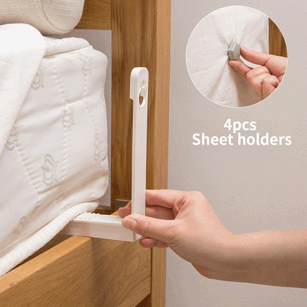 

4pcs Practical Bedroom Quilt Sheet Holder Clips Single Quilt Cover Fixed Non-slip Clips Household Sheet Cover Angle fixed Buckle