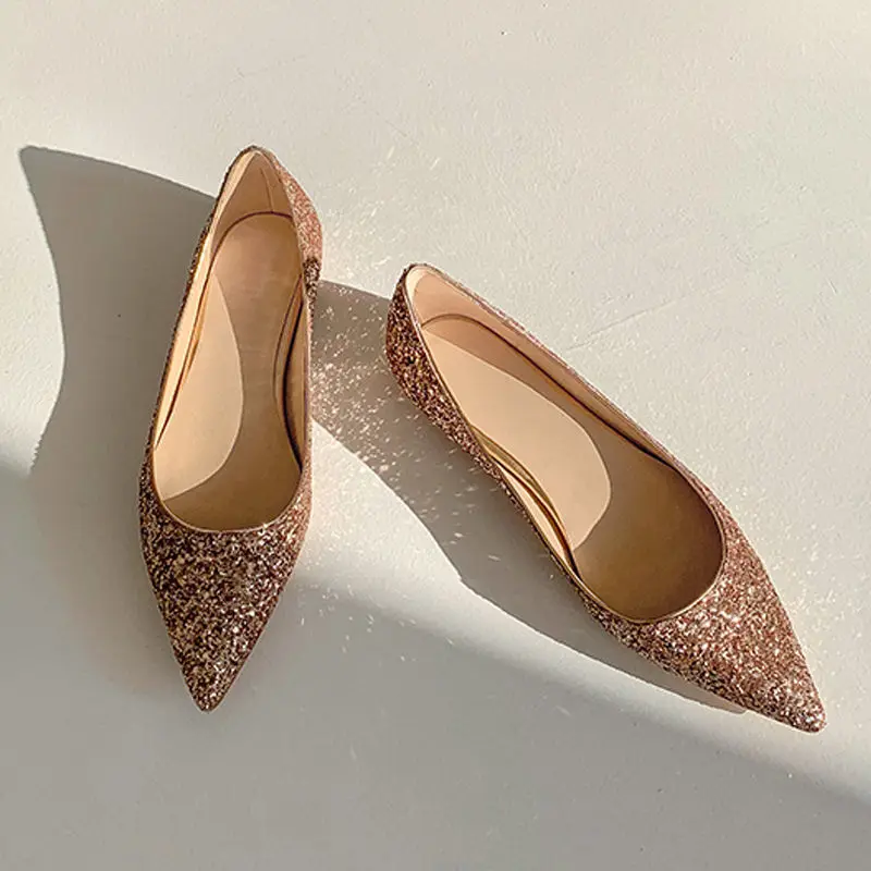 

Pointed flat shoes female 2023 new wedding shoes wedding shoes bride shoes fashion banquet single shoes female