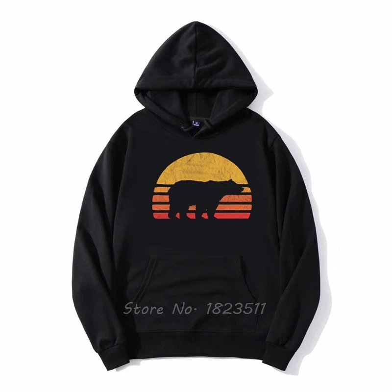 

Hot Sale Retro Sun Bear Silhouette Hoodie Grizzly Bear Kodiak Bear Men Spring Autumn Fleece Hoody Hoodies Sweatshirt Harajuku