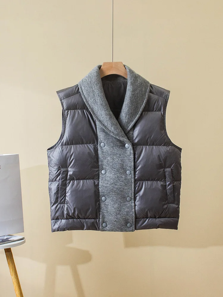 Женский пуховой жилет новинка сезона осень-зима 2024 однобортная Свободная