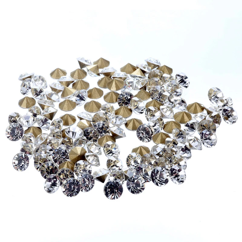 

Glass Crystal Rhinestone Pointed Diamond Transparent Stones Beads Crafts Clothes Bag Shoes Diy Decro Jewelry Accessories