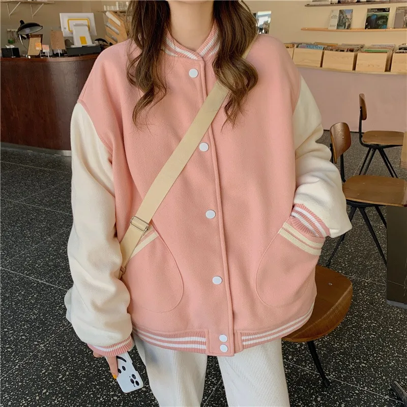 

Deeptown Harajuku Fashion Varsity Jacket Women Oversized Bomber Jackets Y2k Streetwear Baseball Coat Vintage College Uniform