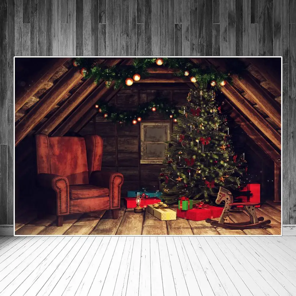 

Фоны для фотосъемки с изображением рождественской елки, дивана, лошади-качалки, детские праздничные украшения для дома и вечеринки, фоны дл...