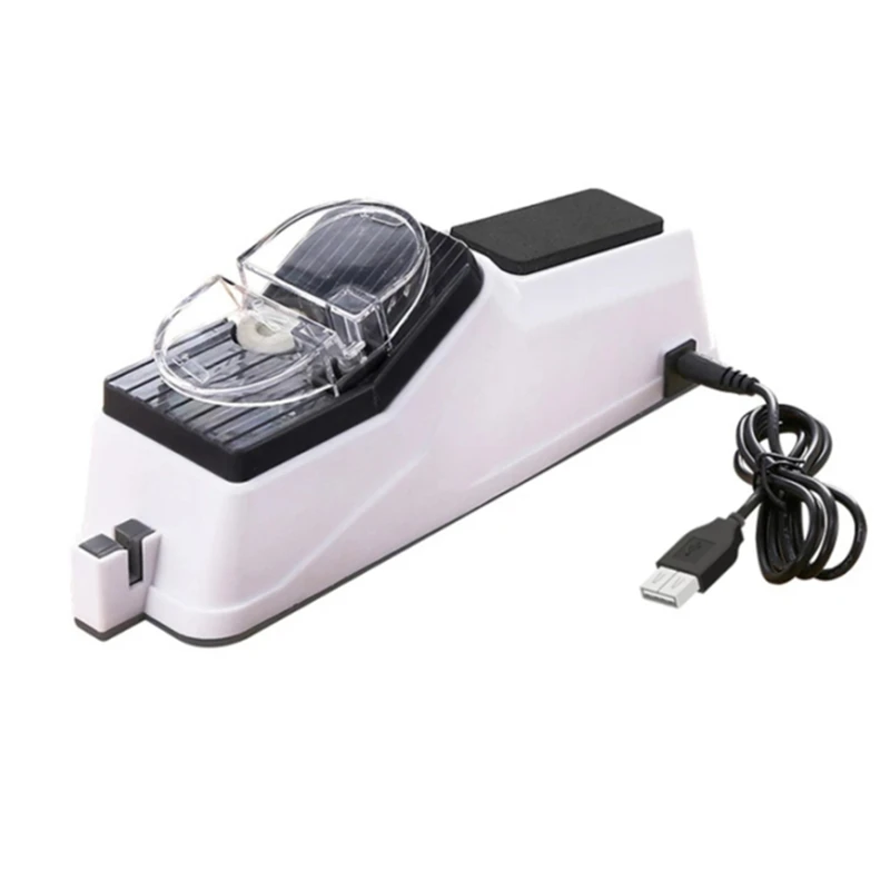 

USB Electric Knife Sharpener Adjustable For Kitchen Knives Tool Knife Scissor Sharpening White Medium and Fine Grinding Blade