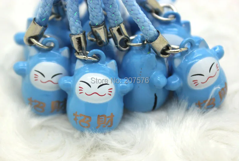 New 10pcs Mini cartoon  Lucky Cat  Shape Chain Cute Mobile Phone Charm Strap bell Cell Phone Pendant Fashion  phone charm strap