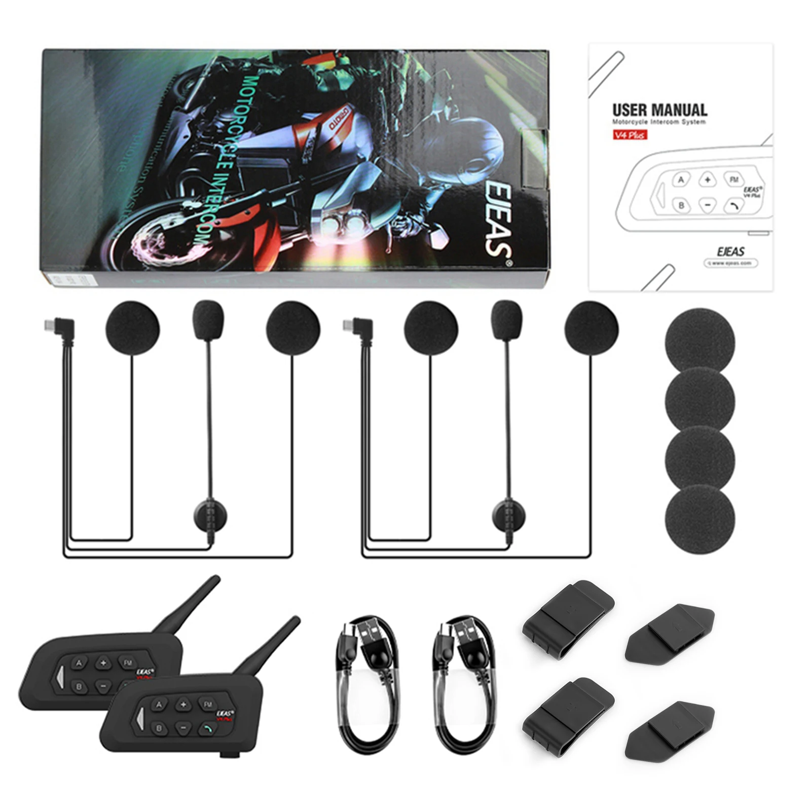 EJEAS V4 Plus Мотоциклетный домофон Bluetooth Беспроводная гарнитура для шлема IP65