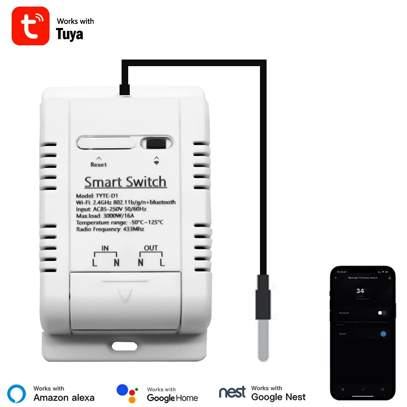 

Умный Wi-Fi термостат Tuya 16А