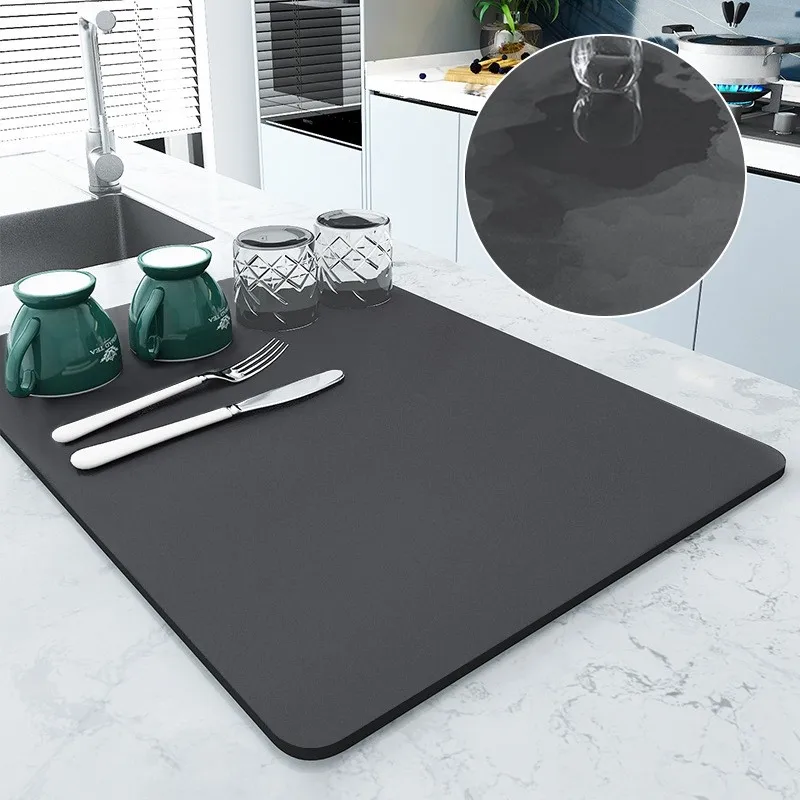 Super Absorbent Coffee Kitchen Mat with Quick Dry Technology for Dish Draining, Drying, and Bathroom Use with Faucet Placemat Super Absorbent Coffee Kitchen Mat with Quick Dry Technology for Dish Draining, Drying, and Bathroom Use with Faucet Placemat