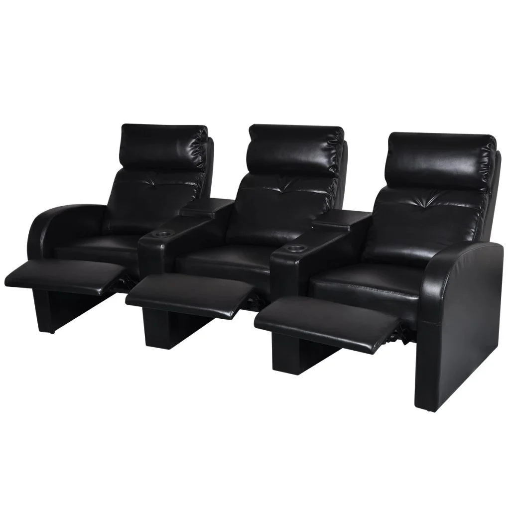 

Artificial Leather Home Cinema Recliner Reclining Sofa 3-seat Black