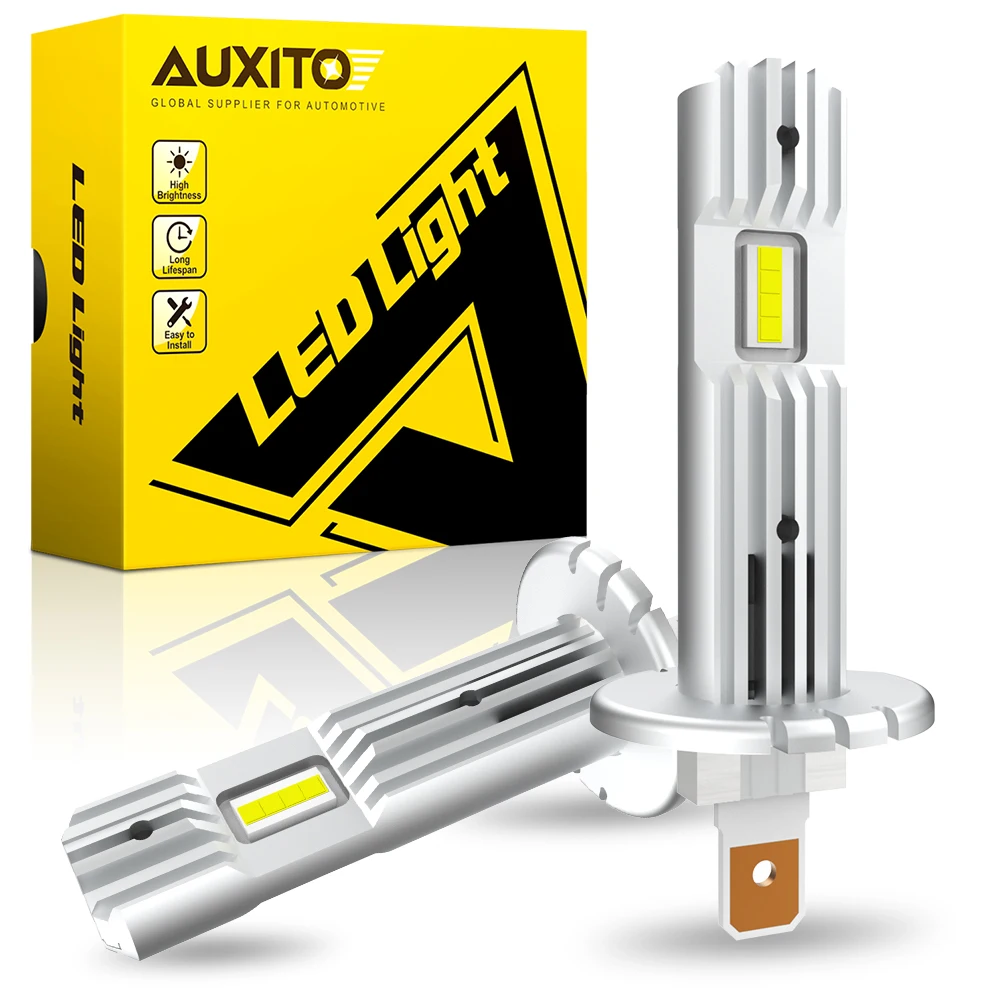 AUXITO 2Pcs 12000LM H1 LED Headlight Bulb H1 LED Canbus Car Head Fog Light 6500K White 12V 60W No Fan for Volkswagen VW Kia