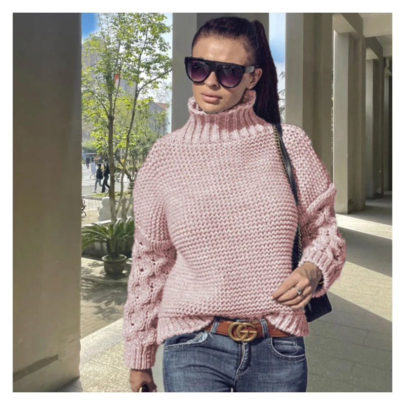 

2022 Women'S Pullover High Neck Sweater Autumn And Winter Long Sleeve Slim Stretch Korean Simple Casual Solid Color Top