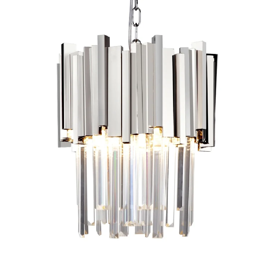 

LukLoy Modern Gold Chrome Ceiling Pendant Crystal Effect Pendant Light K9 Crystal Pendant Lamp for Living Room Dining Room Foyer