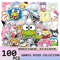 100pcs hello kitty kuromi stickers mymelody pochacco for laptop car phoneguitar trunk suitcases pvc waterproof childrens toys