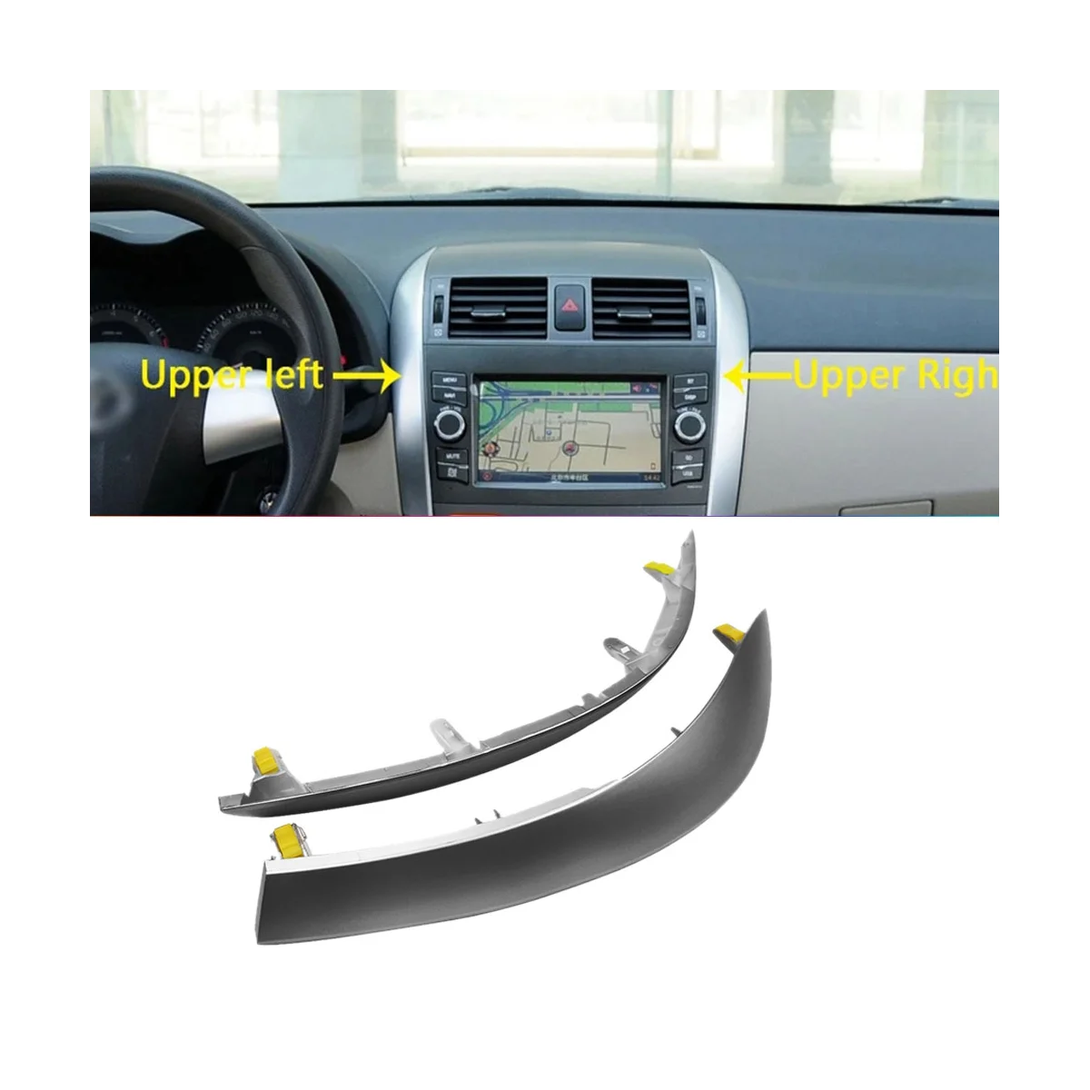 

1Set Car Center Dash Air Vent Grille Panel+Trim Strip for Toyota Corolla 2007-2013 Air A/C Outlet Trim Cover