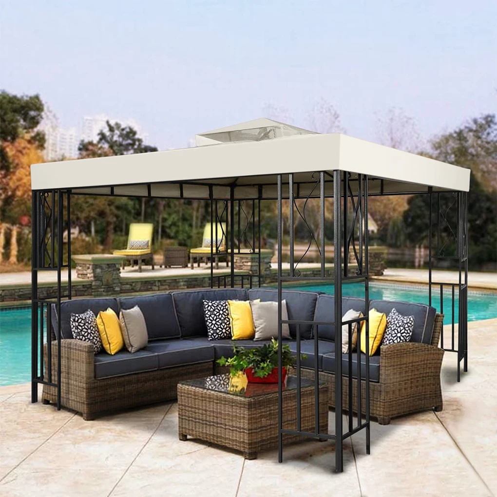 

Canopy Top Cover Picnic Tent Roof Component Covering Parts Gazebo Accessories Dual-tier Beige Replacement Accessory