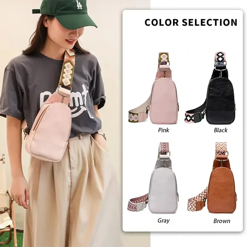 Chic Women PU Leather Small Chest Bag,Sling Daypack Backpack,Crossbody Shoulder Satchel For Traveling Adventure