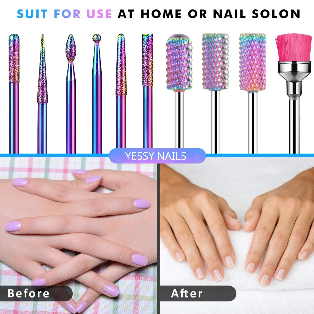 

10Pcs Nail Tungsten Carbide Milling Cutters Diamond Drill Bits Set Rainbow Electric Polish Manicure Machine Accessories