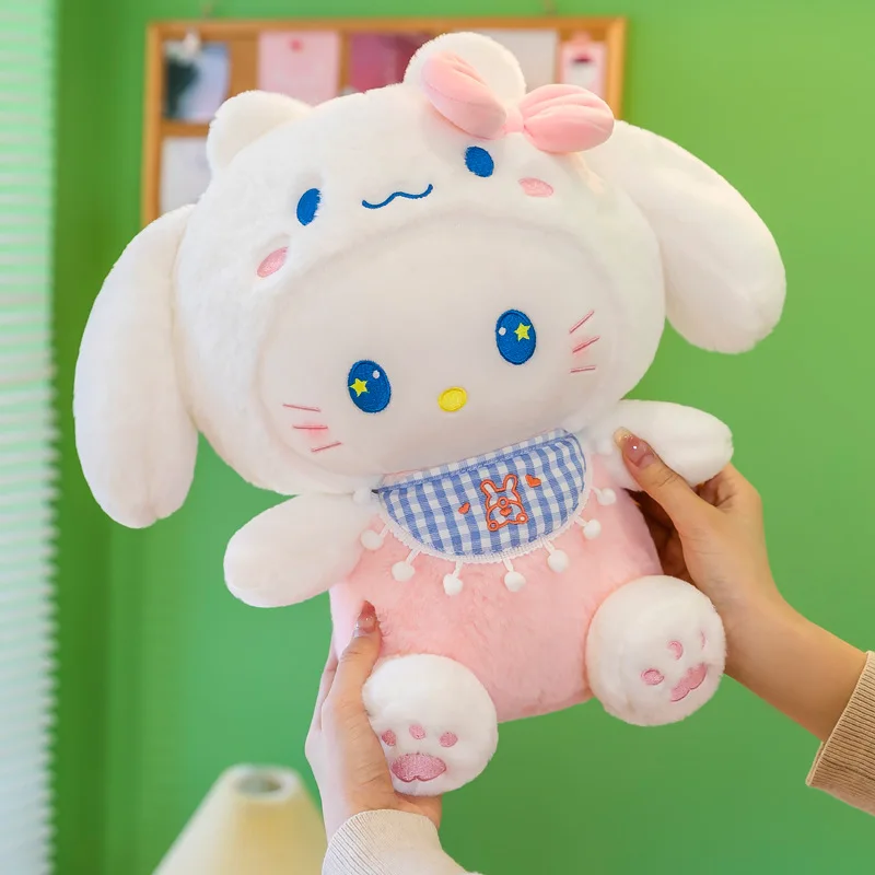 

65cm Sanrio Transform Hello Kitty Plush Doll Toys Kawaii Cartoon Soft Stuffed Comfort Doll Room Decora Birthday Xmas Kids Gifts