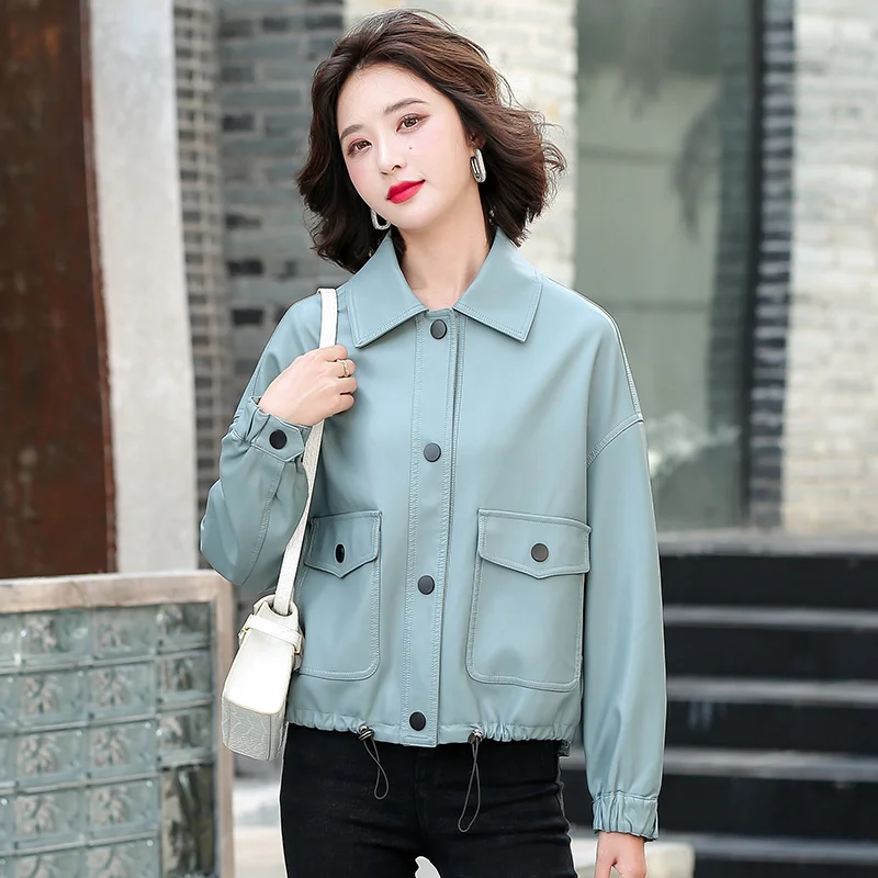 Women's Leather Jackets Faux Motorcycle Jacket Plus Size Moto Biker Fashion Ladies Casual Slim Short Coat Vegan Outwear