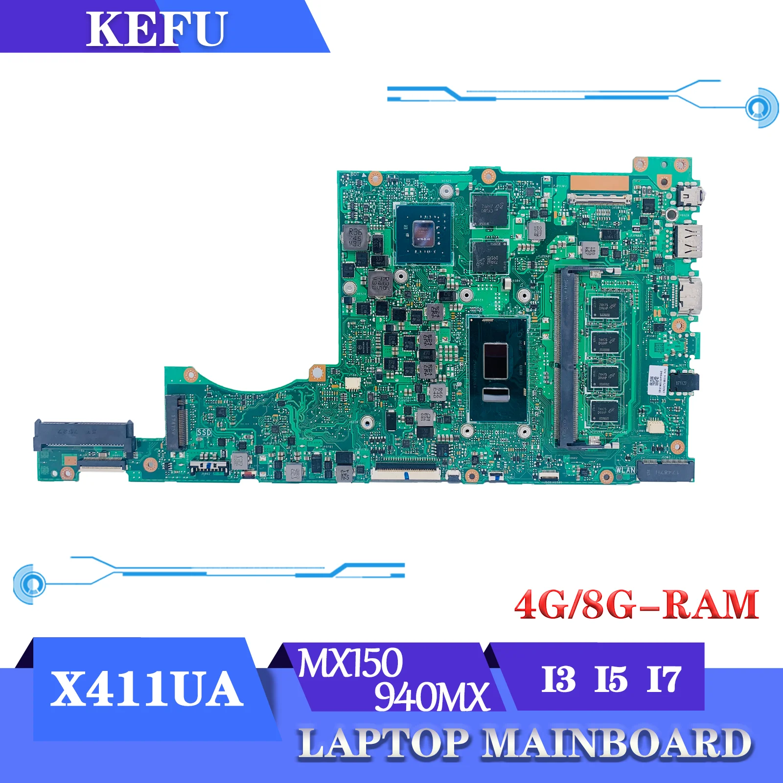 

X411UA Mainboard For ASUS X411UQ A411UN F411UF X411UN K411UQ A411UF K411UN X411UF Laptop Motherboard 4GB/8GB RAM I3 I5 I7 PM
