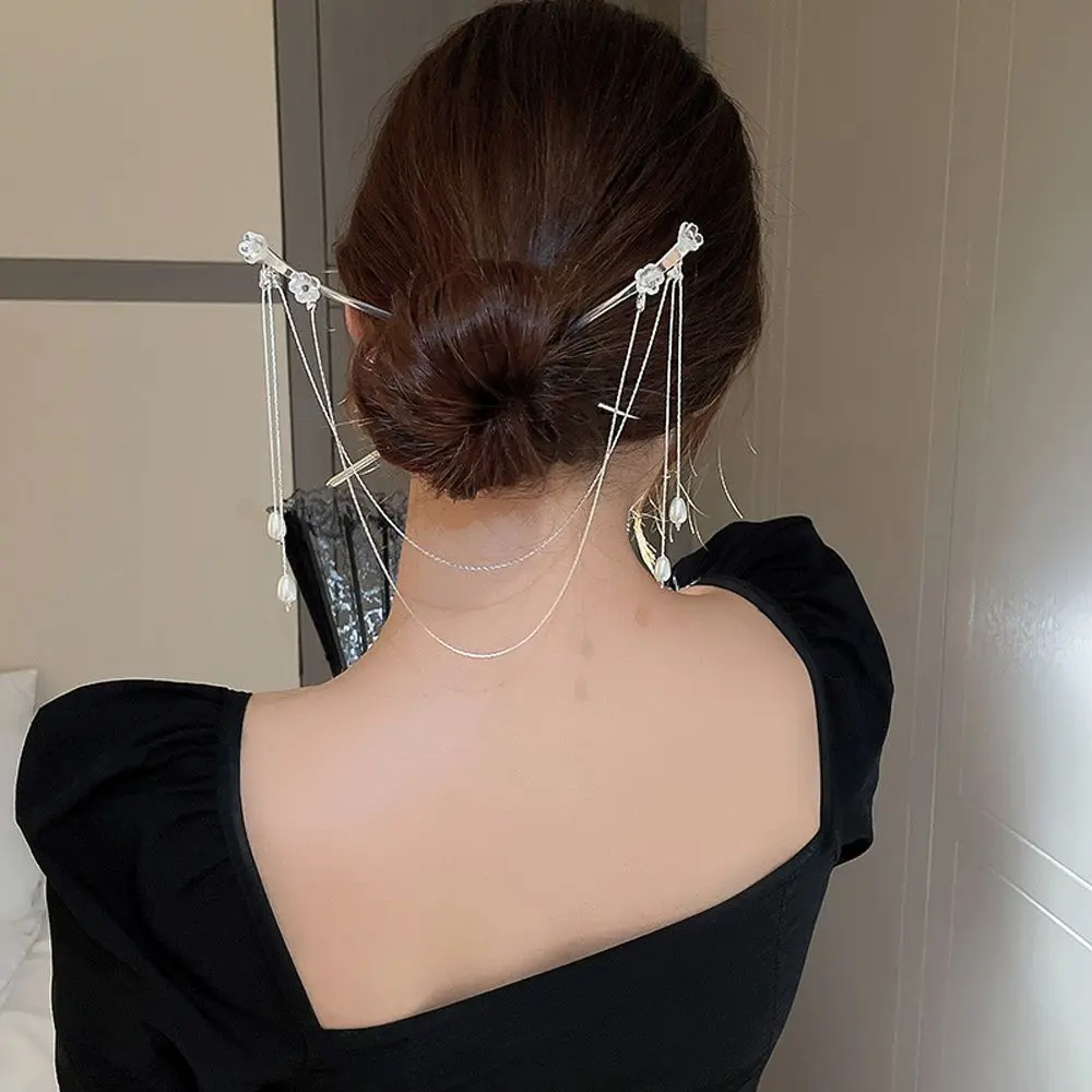 

Elegant Retro Butterfly Tassel Pearl Bridal Metal Hair Clip Women Hair Sticks Chinese Hair Fork Korean Hanfu Hairpins
