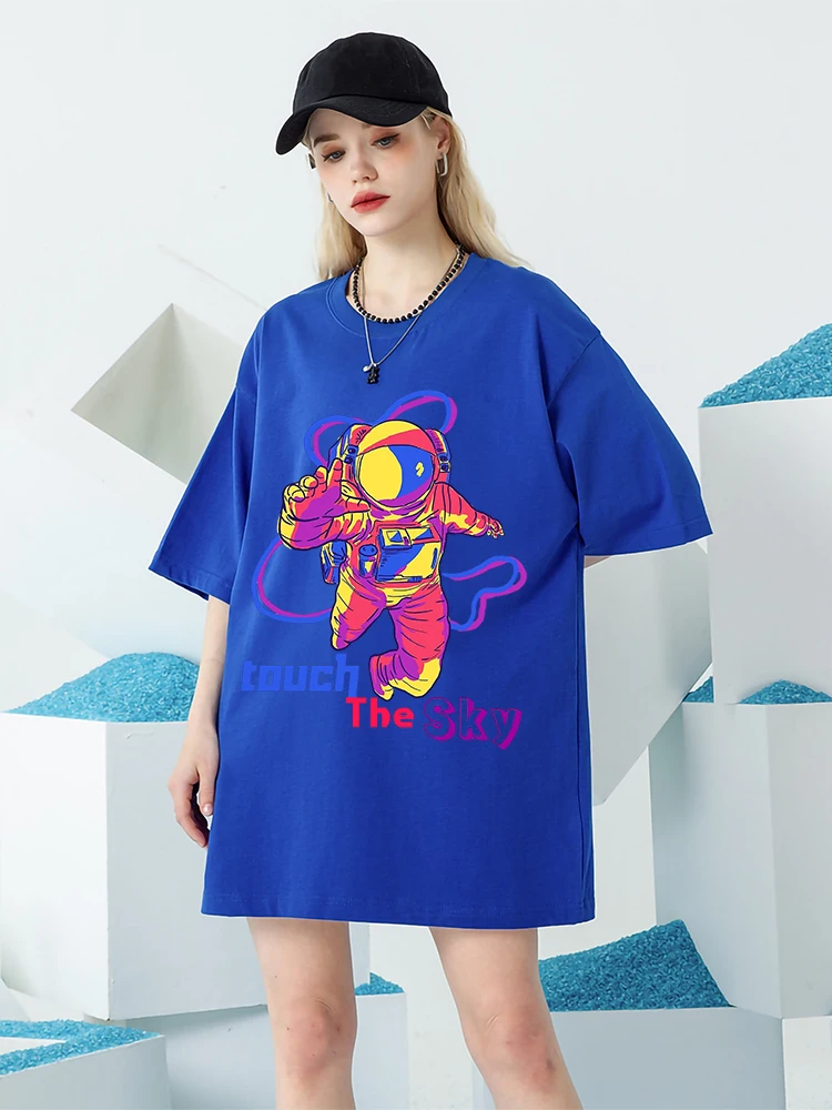 

Футболка Y2K женская с принтом астронавта на сенсорном небе, хлопковая брендовая дышащая рубашка в стиле Харадзюку, брендовый Топ оверсайз с ...