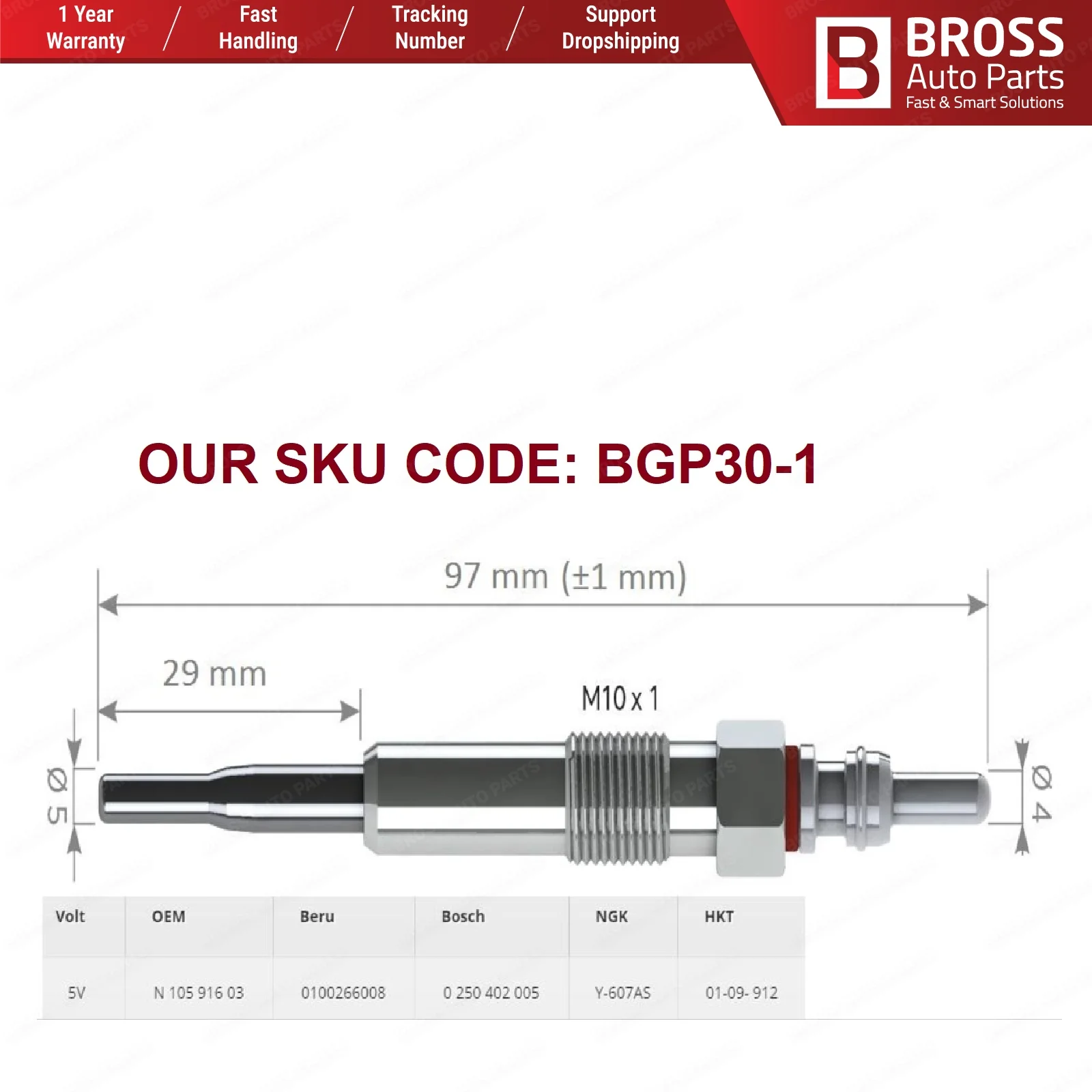 Bross Авто Запчасти BGP30-1 4 шт. нагреватель свечение Вилки GX2097 N10591603 0100266008 для Audi VW Skoda