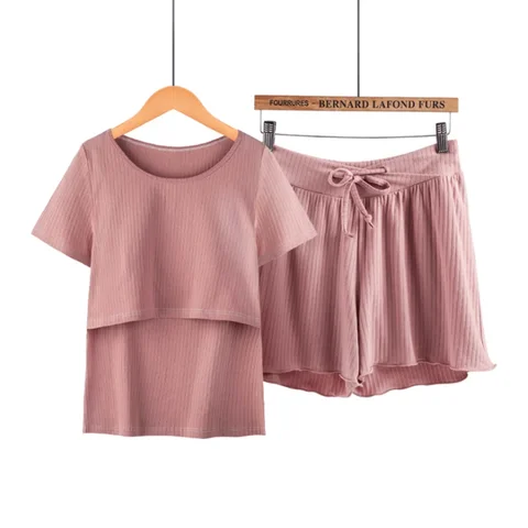 Летние пижамы из мягкого искусственного шелка для беременных, пижамы с открытой панелью для кормления грудью, одежда для сна для кормления грудью, одежда для лактации, большой размер M-3XL