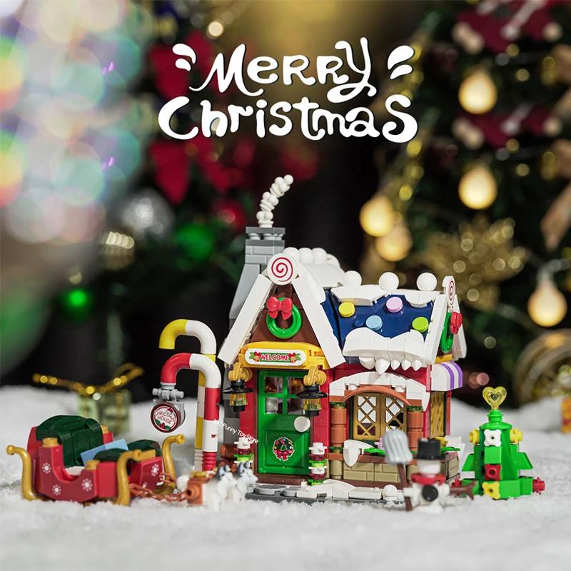 788pcs LOZ Mini Blocks Architecture Merry Christmas House Santa Claus Snowman Tree Deer Building Blocks Bricks Toy For Kids Gift images - 6