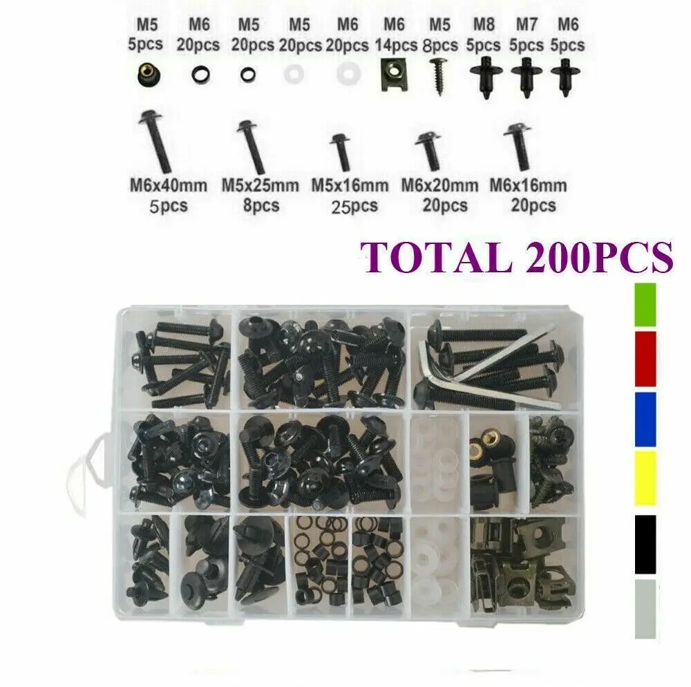 

Motorcycle Accessories 200x Fairing Body Bolts Kit Screws Clip For Katana 750 All Year