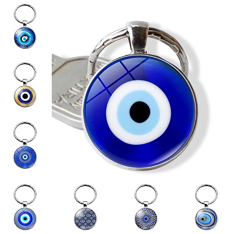 

Blue Turkish Evil Eye Keychain Turkey Evil Eyes Lucky Glass Pendant Metal Keyring Car Key Accessories Bag Charms Jewelry Gift