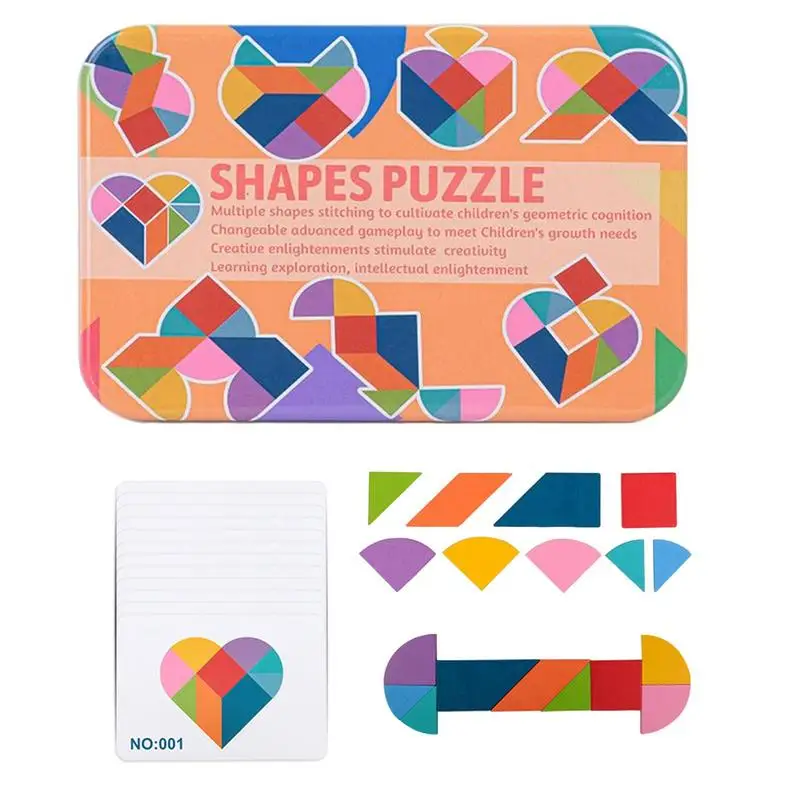 

3D пазл головоломка-головоломка Tangram, игра с форменными картами, игра для обучения мышлению, Детская обучающая деревянная головоломка Монтессори